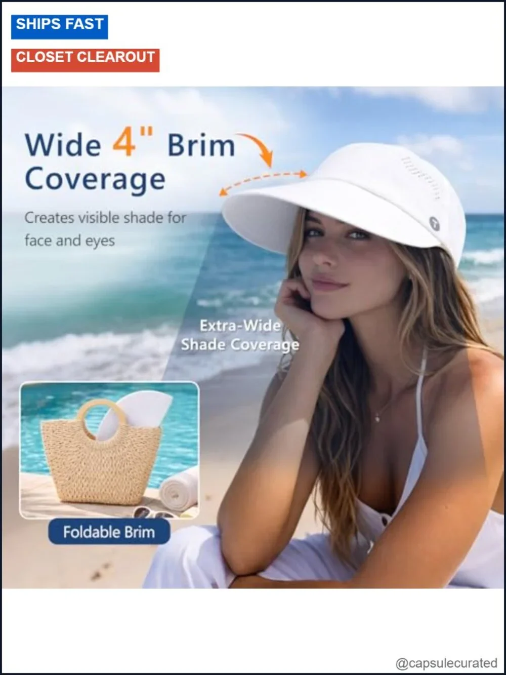 Women's Cooling Wide Brim Ponytail Sun Hat with UV Protection Packable
